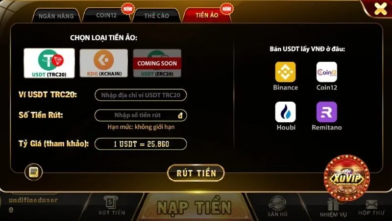 Cách rút tiền XuVIP thông qua tiền điện tử