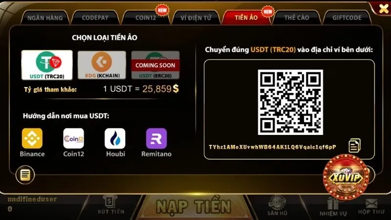 Phương thức nạp tiền XuVIP đa dạng